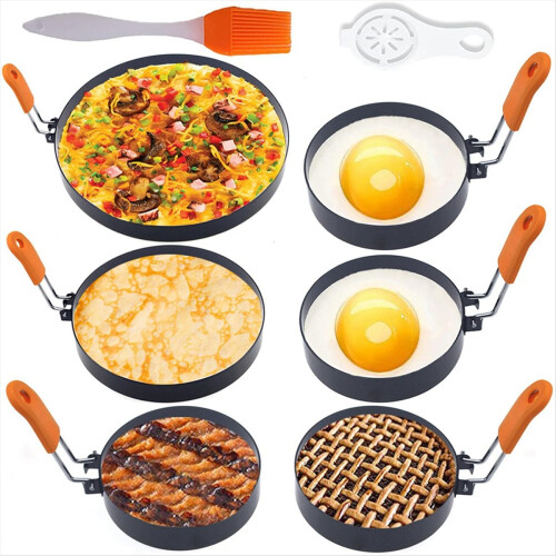 6 Pack Large Egg Rings for Frying Egg,Non-Stick St