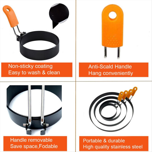 6 Pack Large Egg Rings for Frying Egg,Non-Stick St 2
