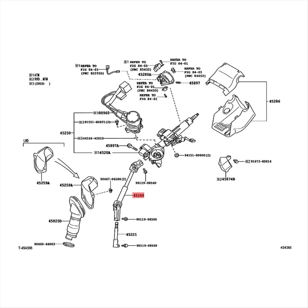 Upper Steering Column Joint / Steering Shaft Assembly 45260-42090 For Toyota Rav4 2006-2014 4851489600221