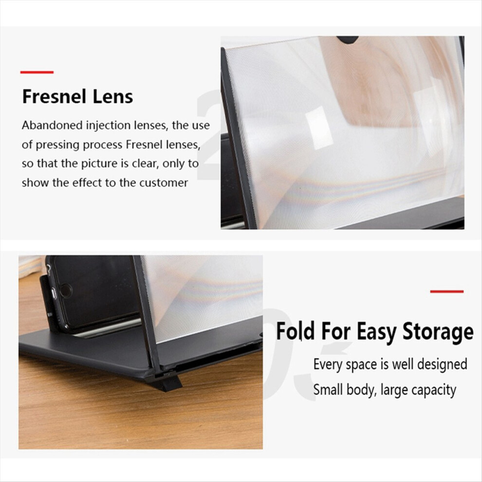 14 Inch 3D Screen Amplifier Mobile Display Enlarged Magnifier For Travel White 4851489617748