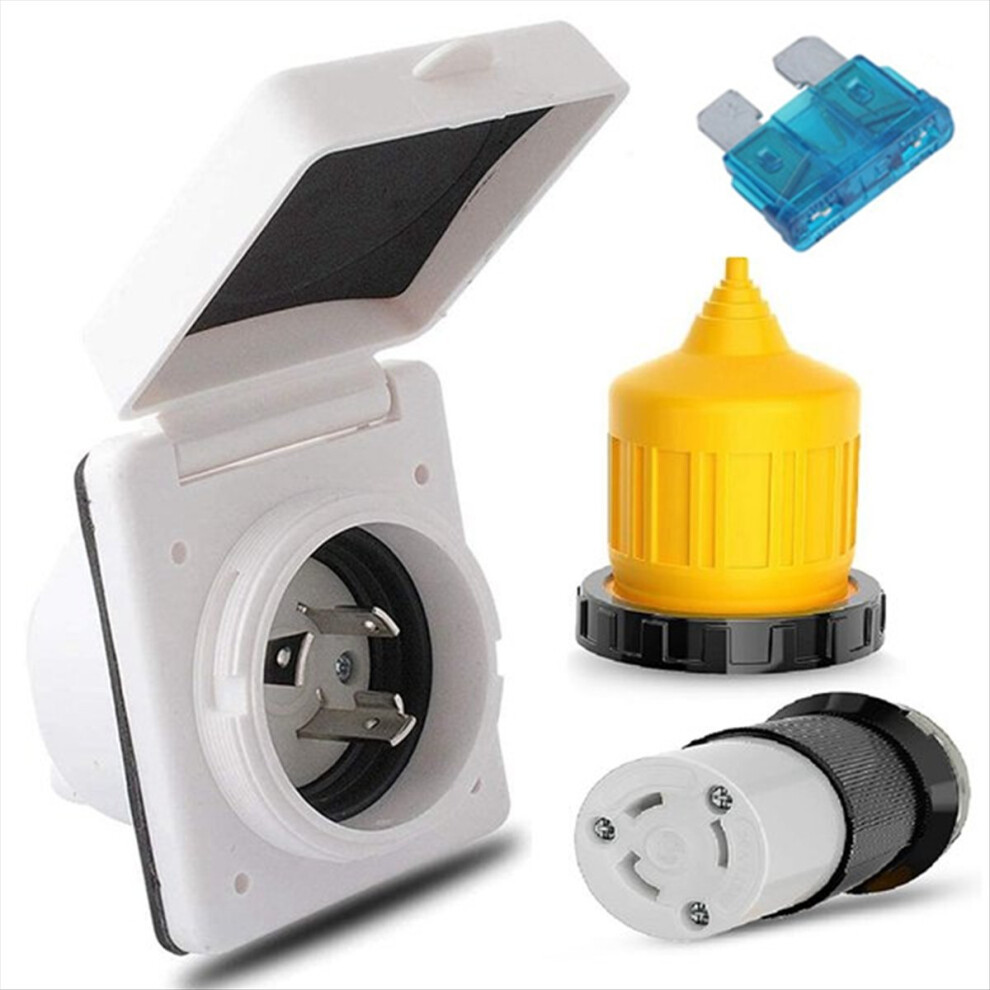 Rv Power Inlet Outlet Shore Kit W/Boot Cord Protec 4851489612507
