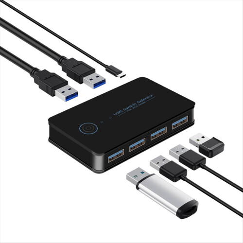 USB KVM Switch Shared Switcher 2 in 4 Out for Lapt