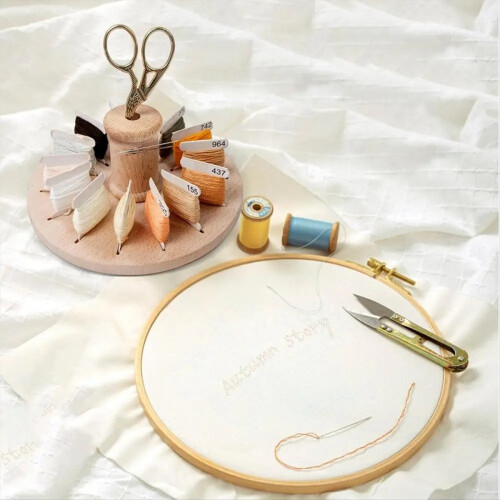 Bobbin Rack for Embroidery Round Wooden Floss Hold 2