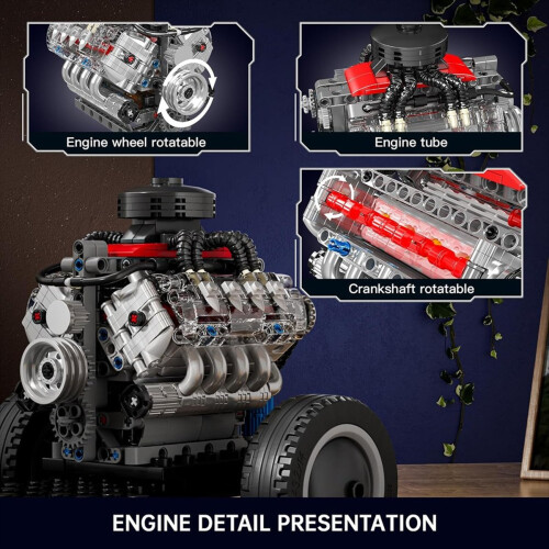 Mini V8 Engine Kit Running,Teenagers Physics Scien 2