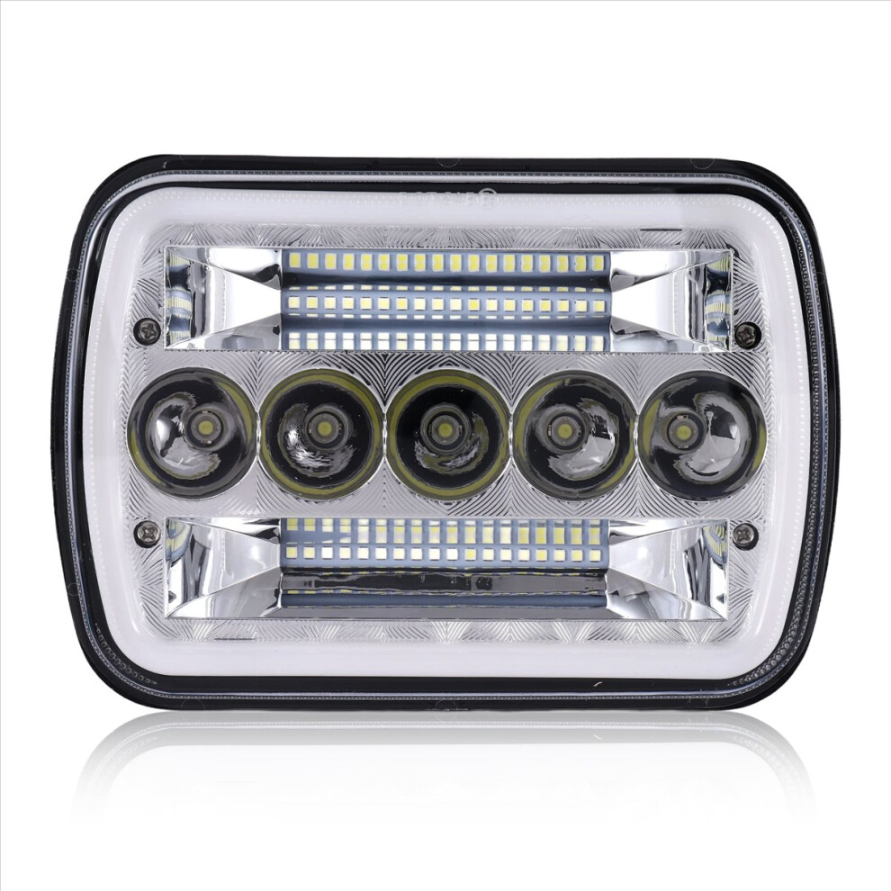 5X7inch 7X6inch Led Headlight Hi-Lo Beam Halo Drl For Jeep Cherokee Xj Wrangler Yj 4852926785983