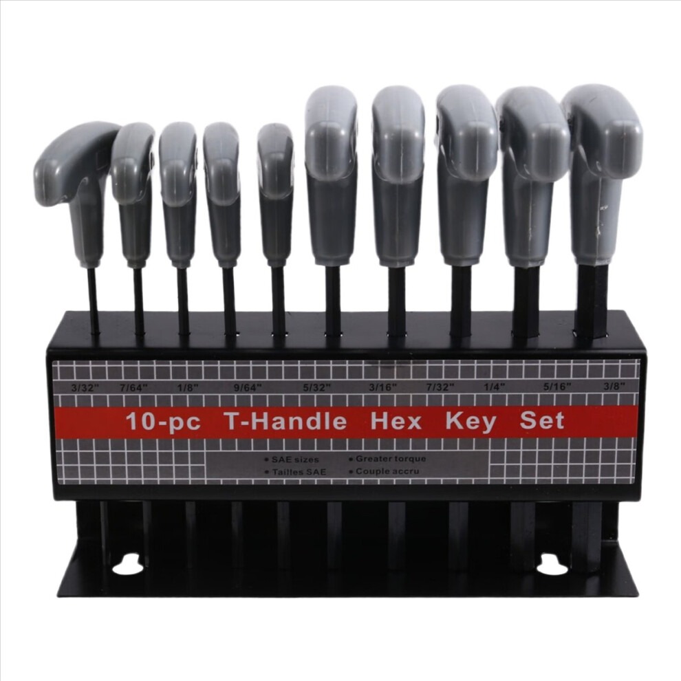 10Pcs Imperial Hex Key -Handle Set, 3/32In-3/8In W 4852926779388