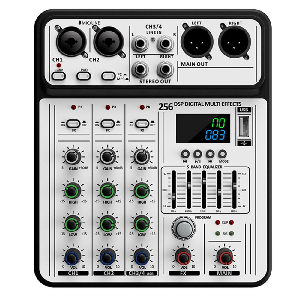 Professional D-04 4 Channel 256Dsp Audio Mixer Usb Studio Bluetooth Dj Console Mixer 4852926793421