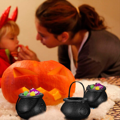 12Pcs Mini Candy Kettles Witch Skeleton Cauldron H 2