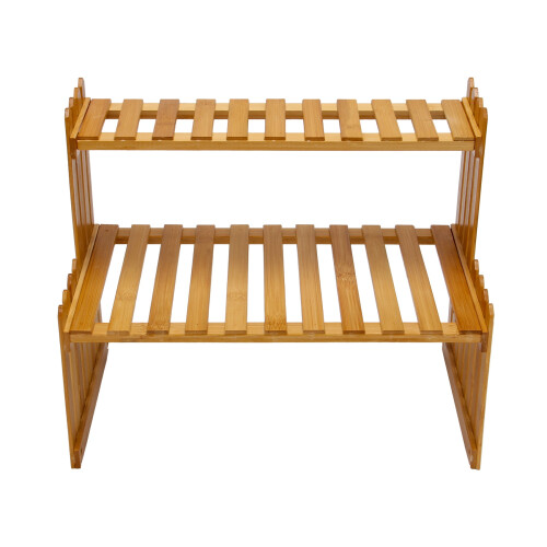 2 Layers Bamboo Storage Rack Kitchen Spice Jar Bot