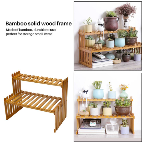 2 Layers Bamboo Storage Rack Kitchen Spice Jar Bot 2