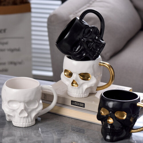 Halloween Skull Cup with Handle Lidless Ceramic Cu 2