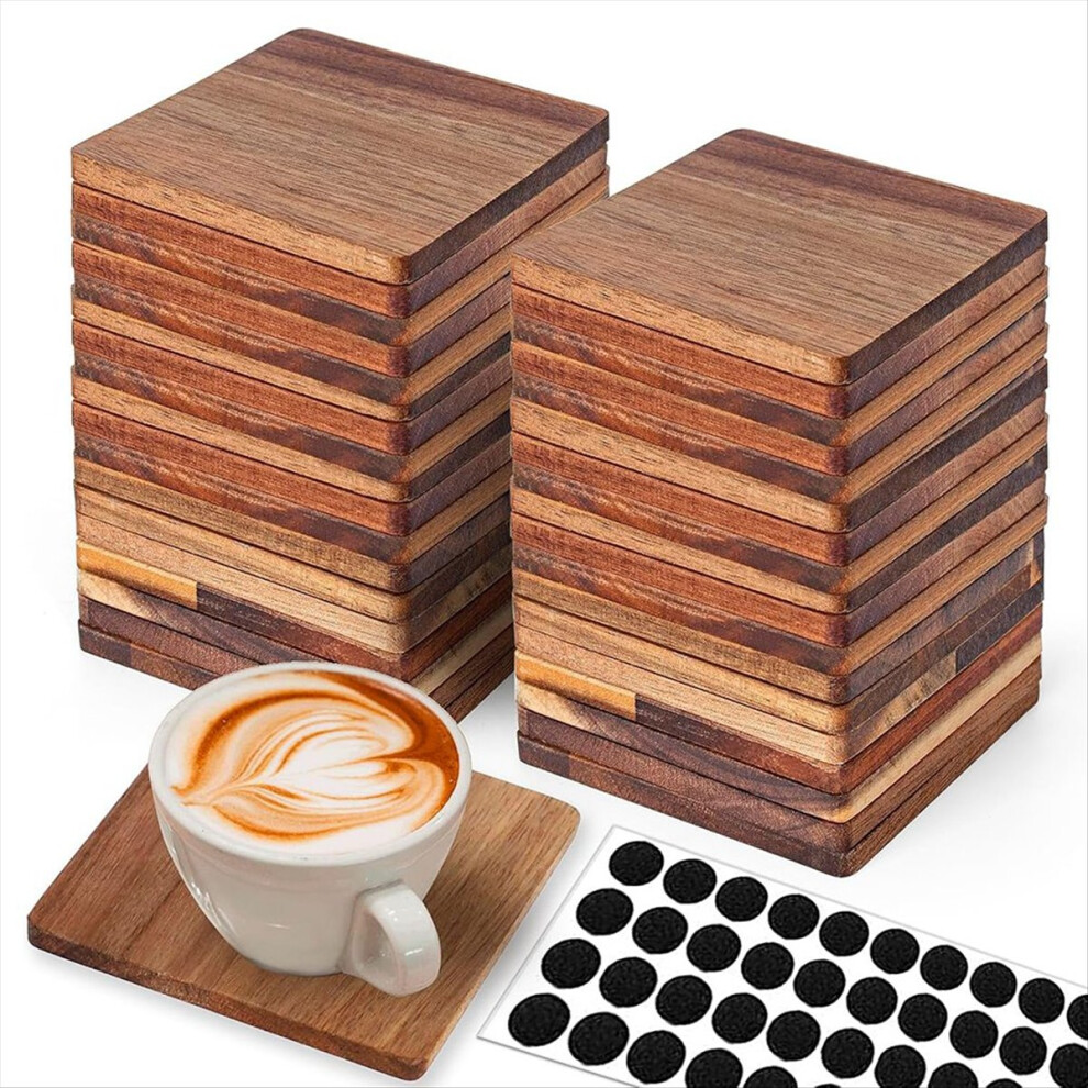 36 Pieces Unfinished Wood Coasters, 4 Inch Square 4852750241389
