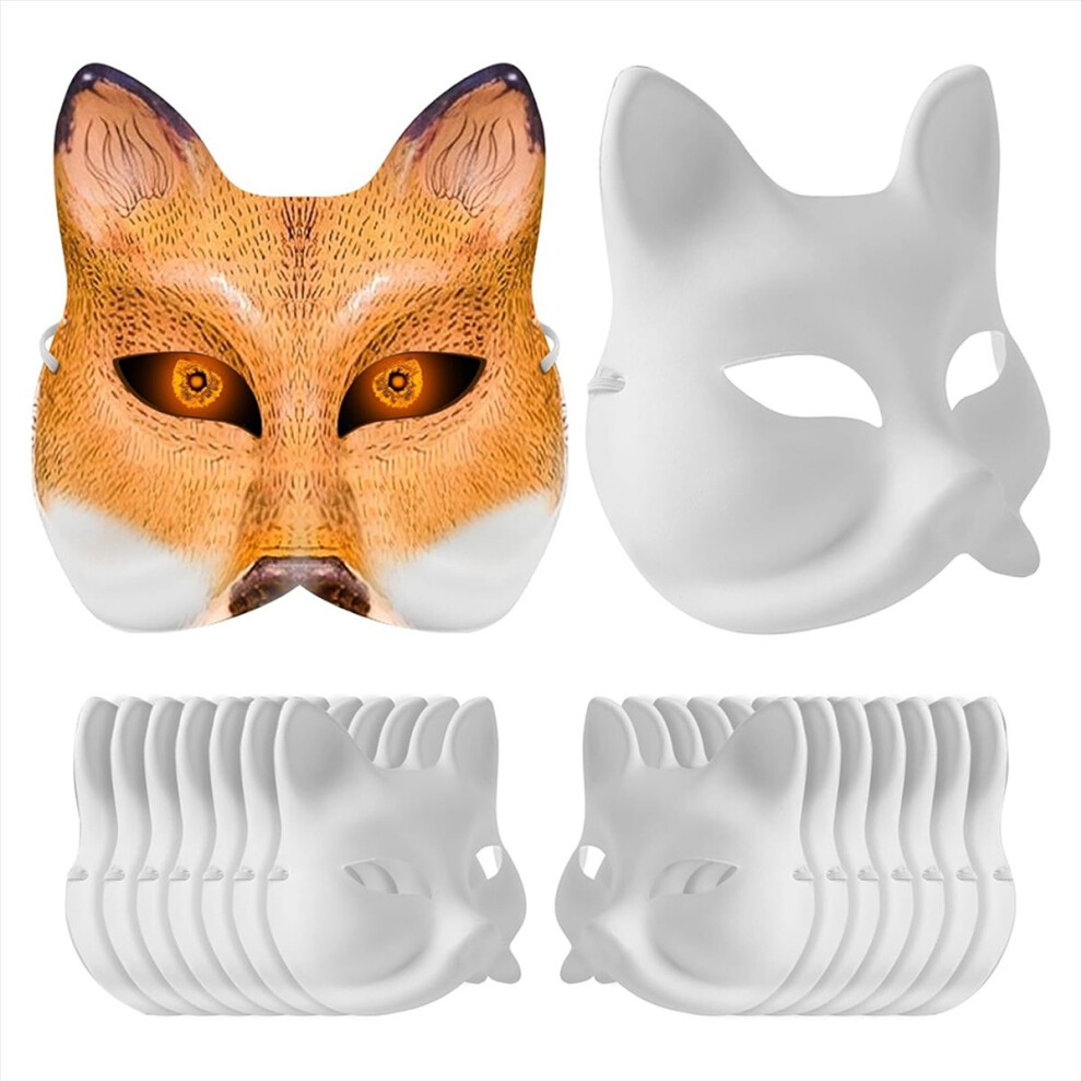 Paper Mache Animal Masks, Blank Fox Mask For Cosplay Theater Halloween Classroom Art Fox White 4852750247282