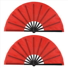 2 Pieces Large Folding Fan Nylon Cloth Handheld Ch