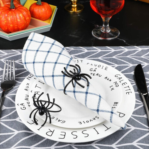 Halloween Napkin Ring Set Spider Black Terror Meta 2