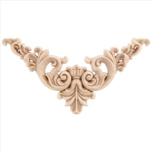 Unpainted Wood Oak Carved Corner Onlay Applique Furniture Home Decor 12.5x12.5cm Wood color