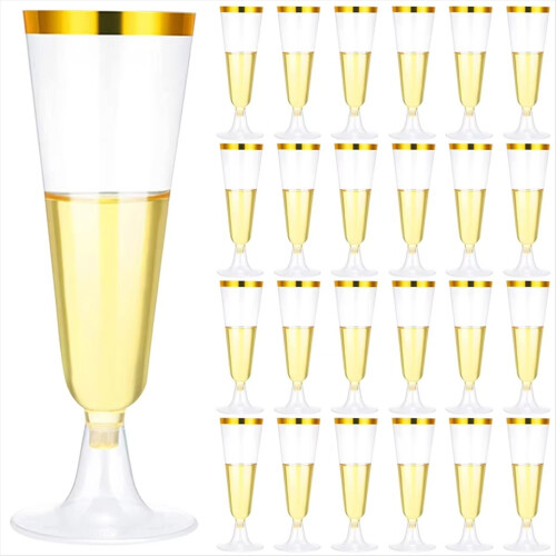 25Pcs 150ml Disposable Champagne Flutes Clear Toas 1