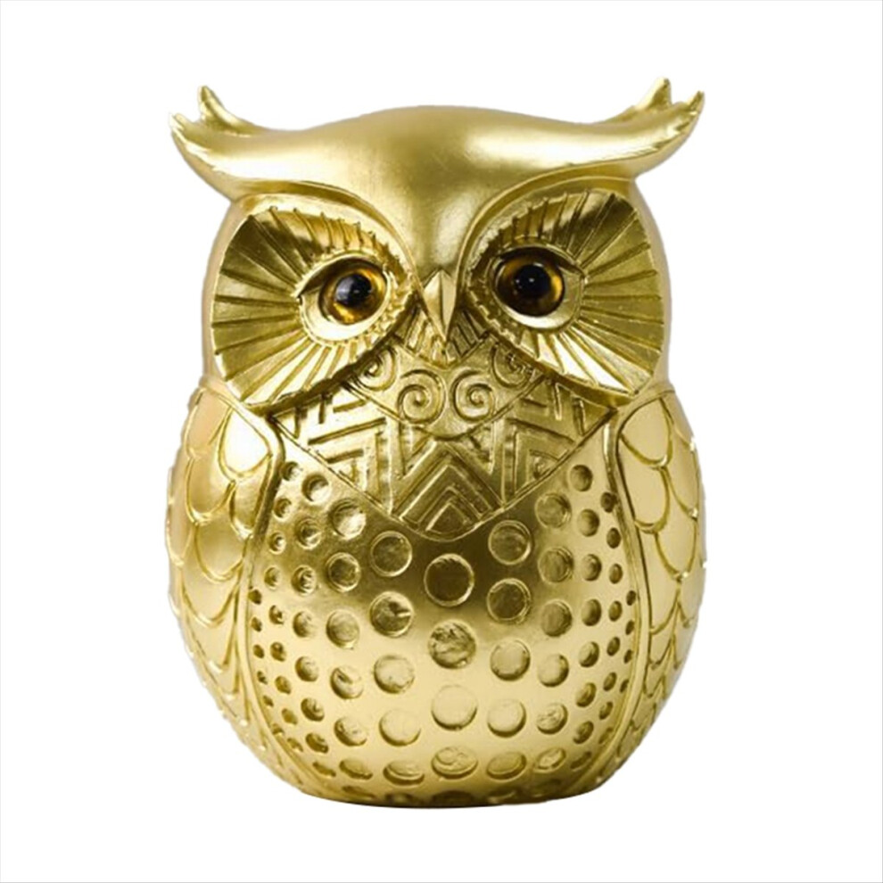 Melitt Gold Owl Ornament, Resin Statue Animal Craft, For