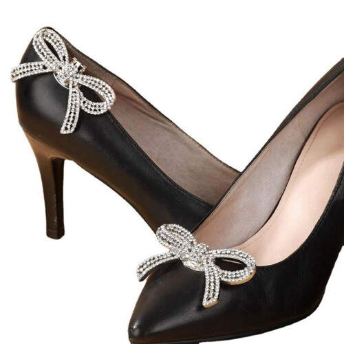 2Pcs Crystal Rhinestones Bow Shoe Clips Wedding Br 2