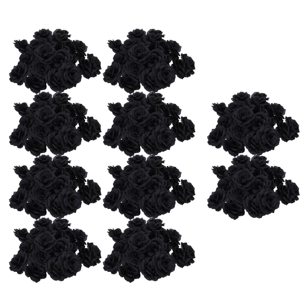 Melitt 200 Pcs Black Rose Artificial Silk Flower Party We