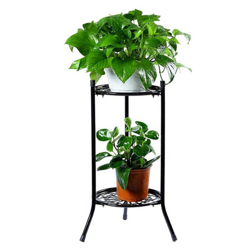Two-Layer Elegant Metal Plant Stand Shelf Potted H 2