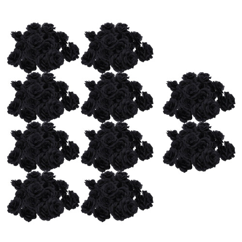 200 Pcs Black Rose Artificial Silk Flower Party We 1