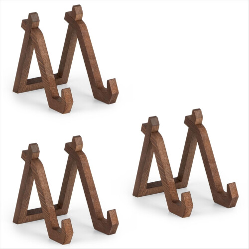 Wooden Plate Holder Display Stand, 3 Pack 6 Inch D 1