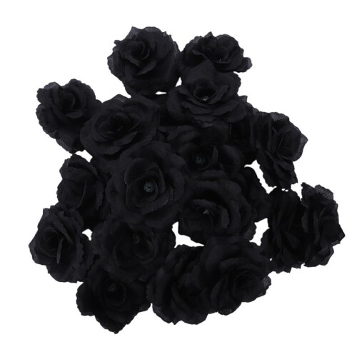 80 Pcs Black Rose Artificial Silk Flower Party Wed 2