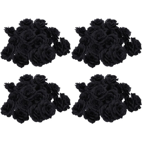 80 Pcs Black Rose Artificial Silk Flower Party Wed 1