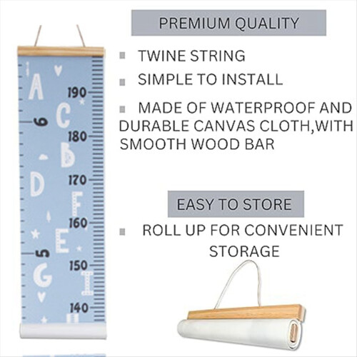 F Canvas Growth Chart for Kids -Unisex Room Wall D 2