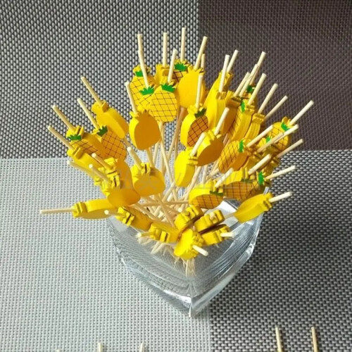 100Pcs Disposable Bamboo Picks Food Fruit Cocktail 2