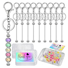 30 Pcs Beadable Keychains Set,10 Beads Blank Keych