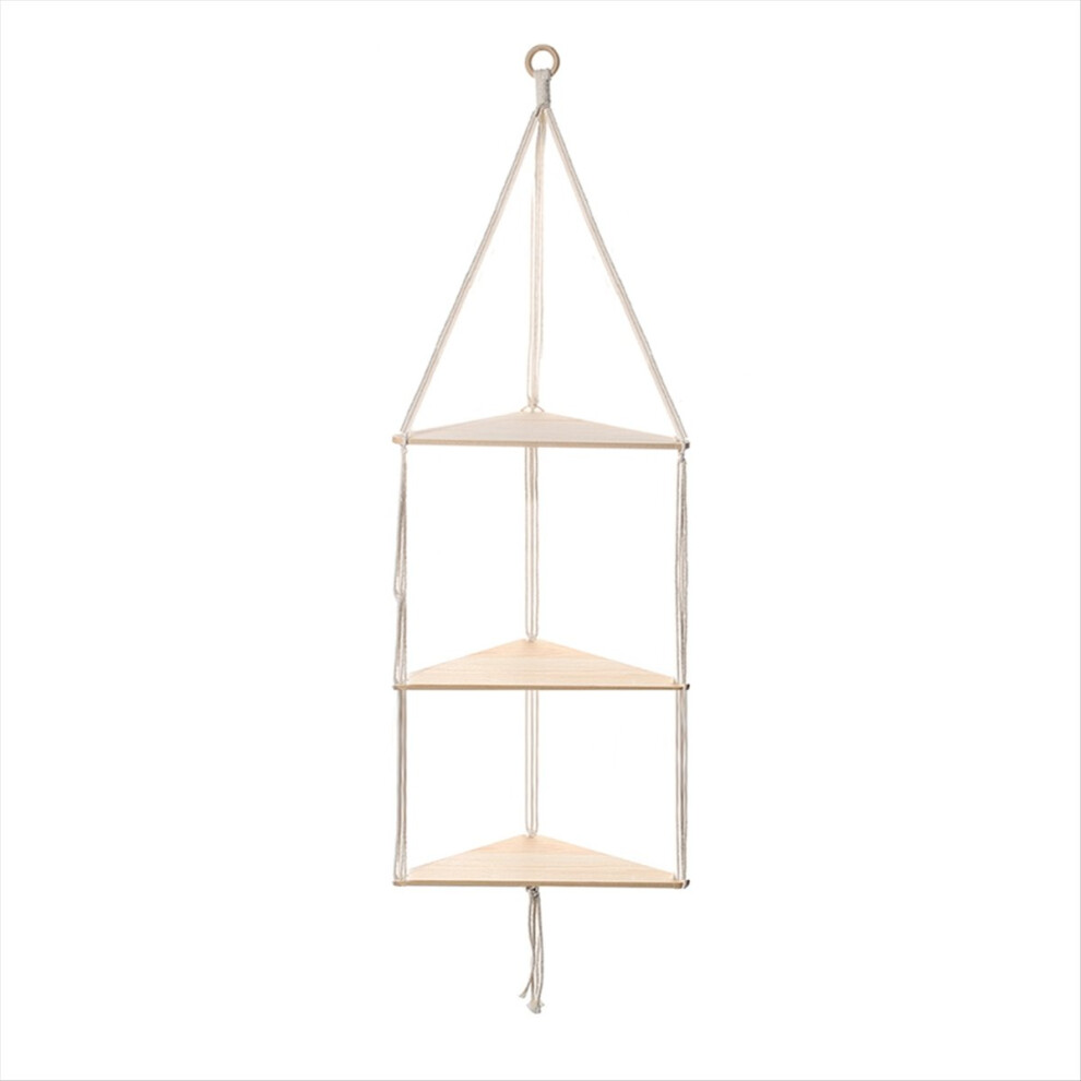 3-Tier Floating Wall Shelf Wood Triangle Corner Di 4853093957845
