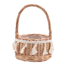Woven Storage Basket and Ribbon Wedding Flower Gir