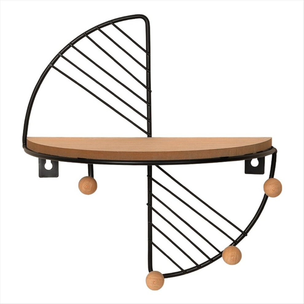Fan Shape Floating Shelves Metal Wall Decor,Wood W 4853093951850