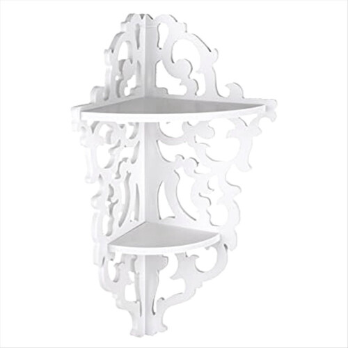 Corner Shelf 2 Tier Wall Mounted Carved Home Bathr