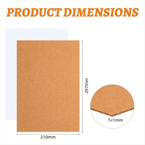 Pack of 8 Cork Board Self-Adhesive 1mm Thickness 3 2