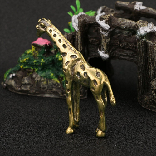Solid Brass Giraffe Statue Desktop Ornament Vintag 2