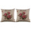 2X Vintage Floral/Flower Flax Decorative Throw Pil 1