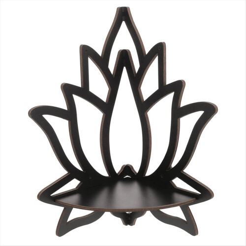 Lotus Corner Shelf Wooden Wall Mount Floating Shel