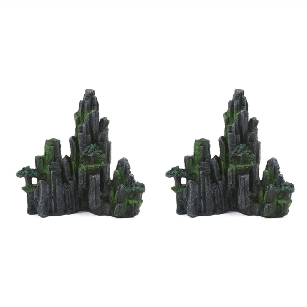 2X Aquarium Ornament Resin Rockery Artificial Hill Melitt