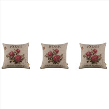 3X Vintage Floral/Flower Flax Decorative Throw Pil