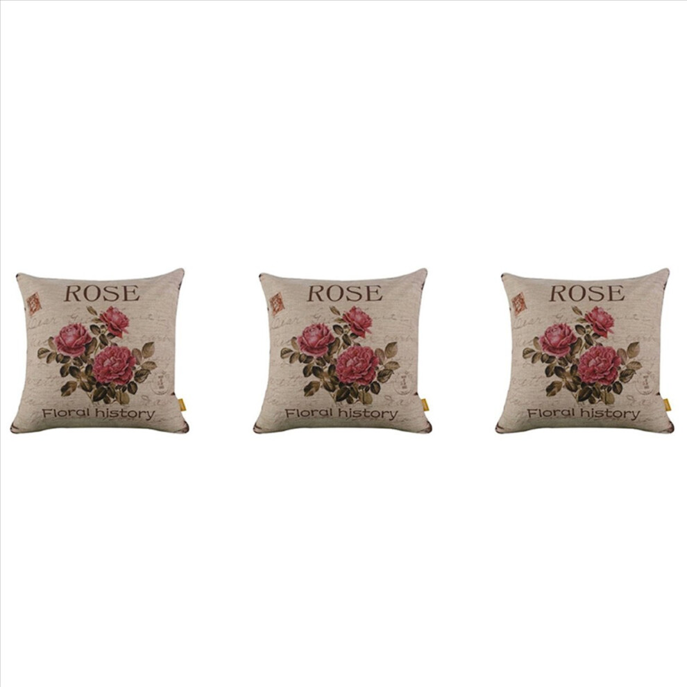 Melitt 3X Vintage Floral/Flower Flax Decorative Throw Pil