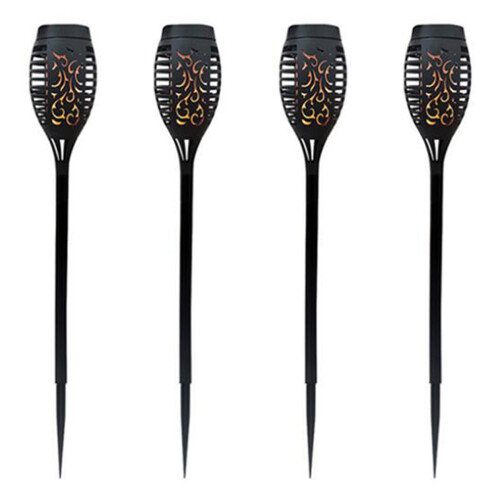 4 Pcs LED Solar Flame Light Lamp Flickering Waterp