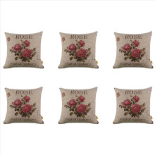 6X Vintage Floral/Flower Flax Decorative Throw Pil