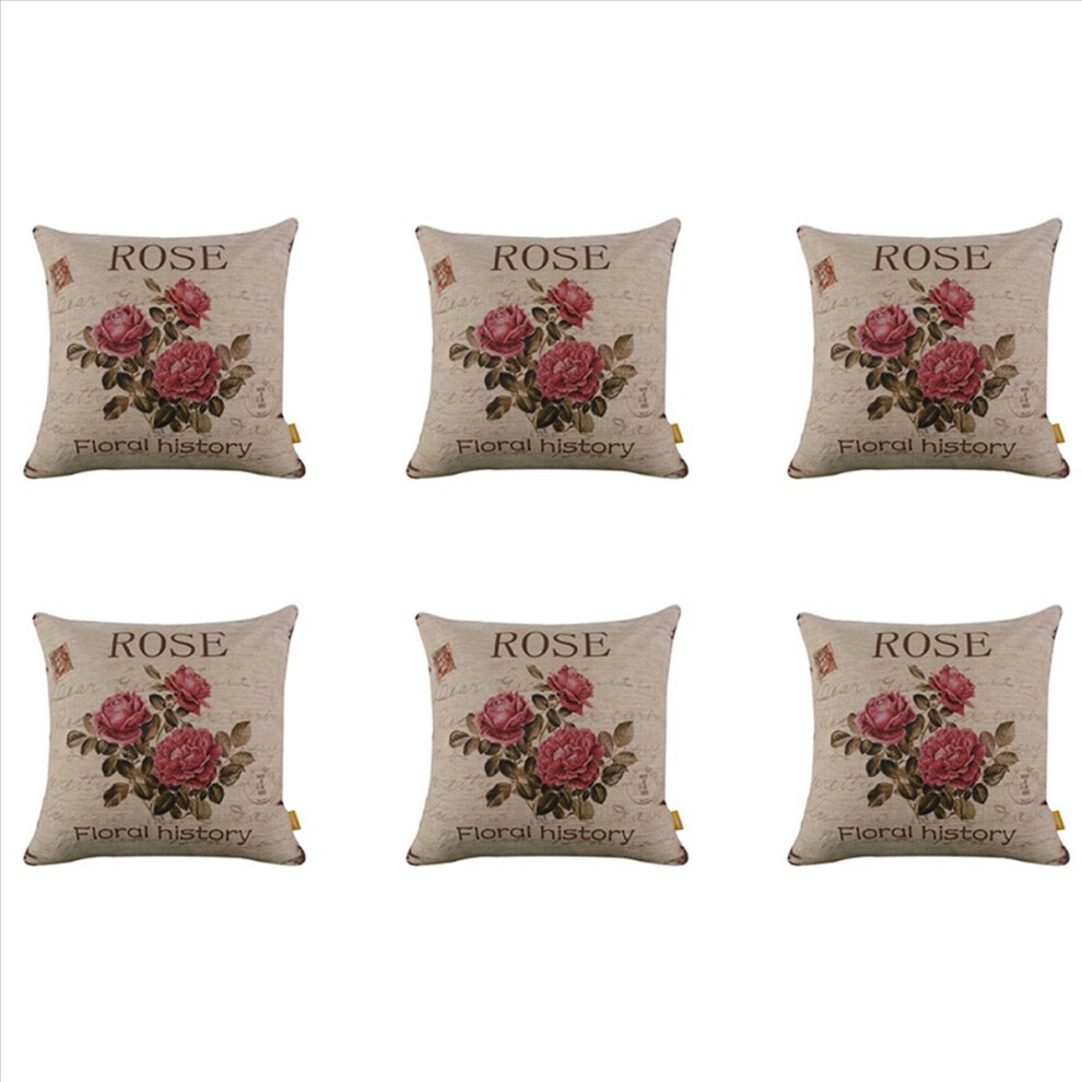 Melitt 6X Vintage Floral/Flower Flax Decorative Throw Pil