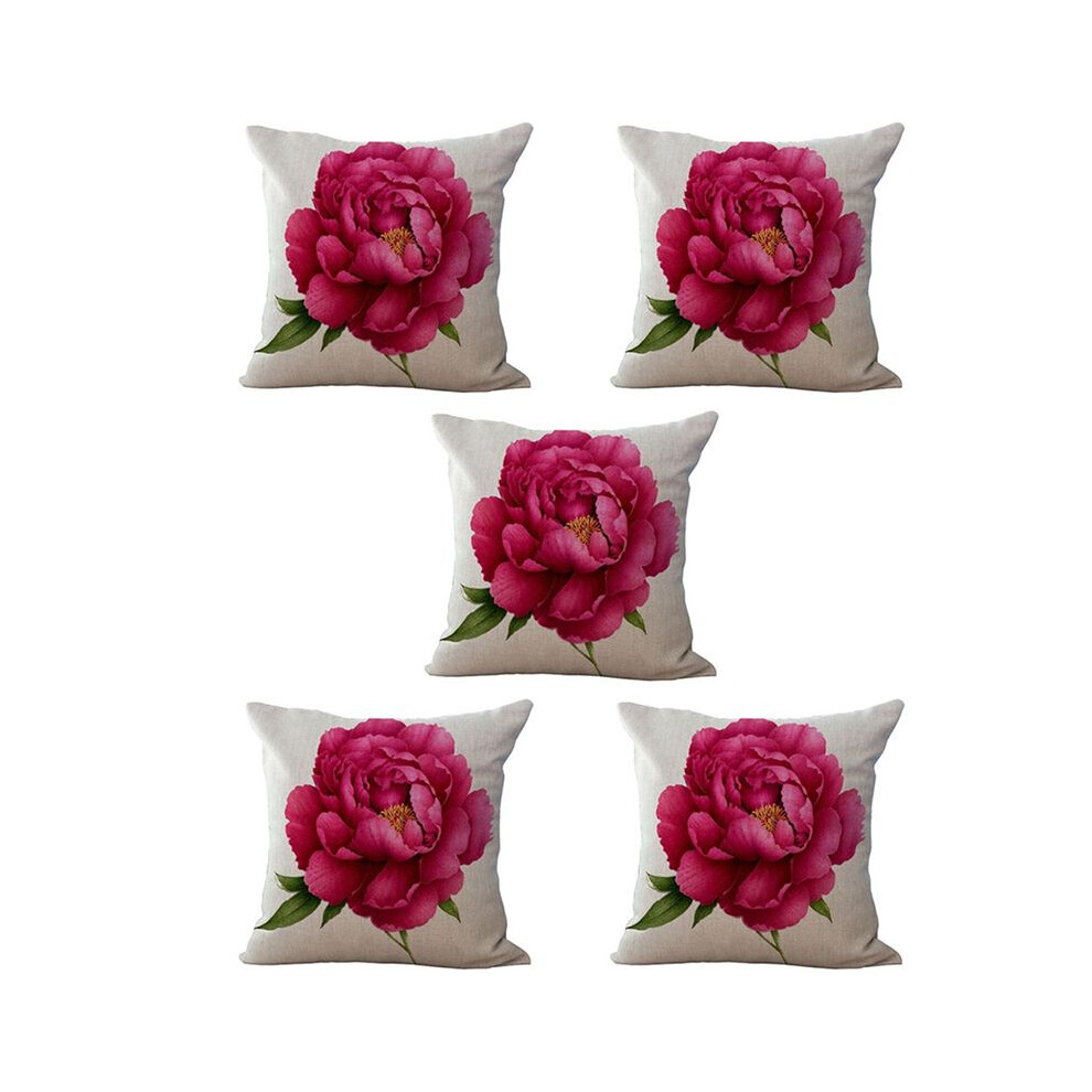 Melitt 5X Vintage Floral/Flower Flax Decorative Throw Pil