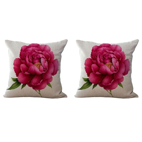5X Vintage Floral/Flower Flax Decorative Throw Pil 2
