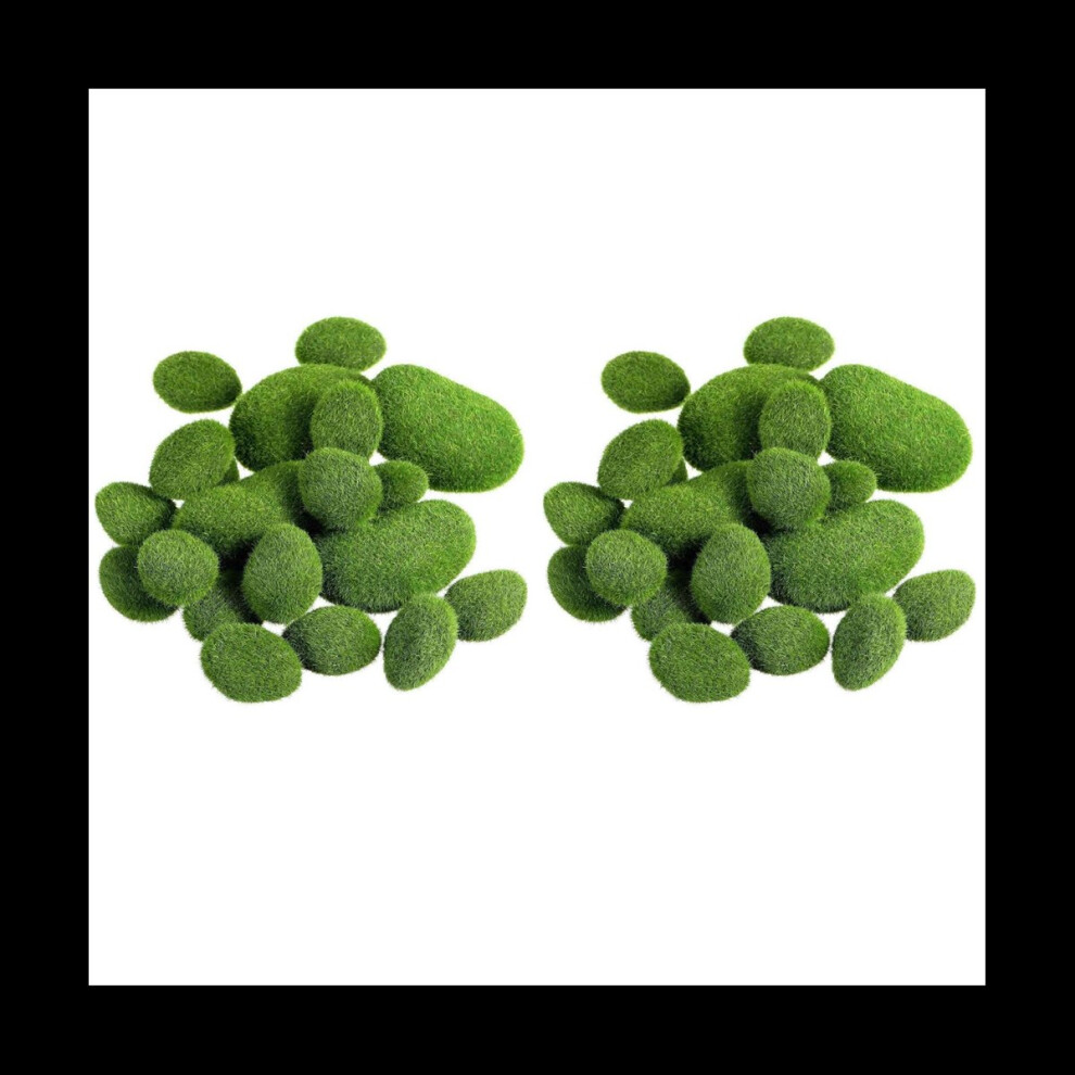 66 Pieces 2 Sizes Artificial Moss Rocks Decorative Faux Moss Covered Stones Green 4853093908465