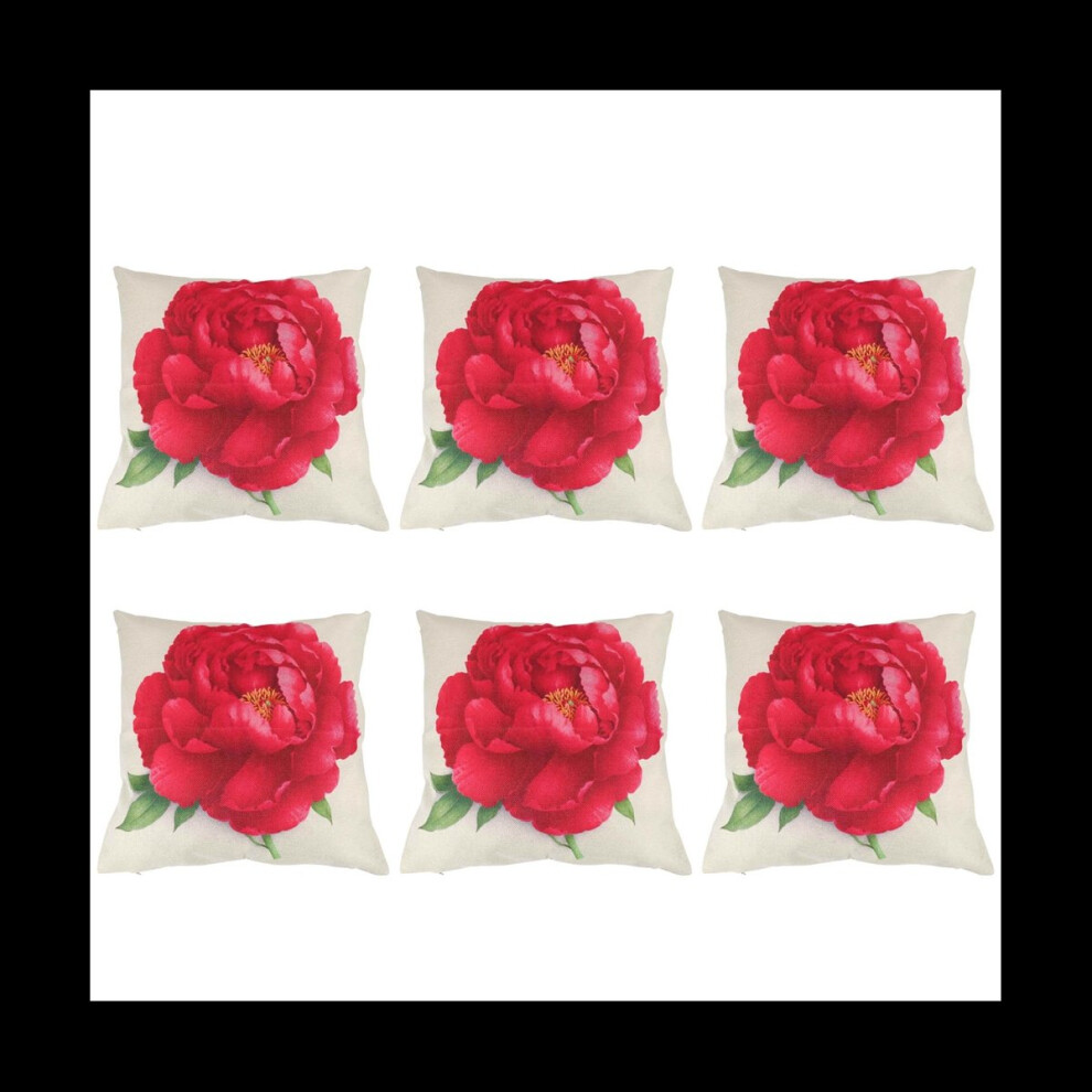 Melitt 6X Vintage Floral/Flower Flax Decorative Throw Pillow Case Cushion Cover Home Sofa Decorative Rose